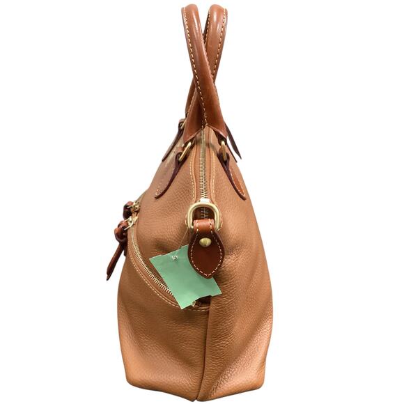 Dooney &Bourke Handbag Women’s 1Size GenuineLeather Logo 2 Handles Zipper Camel - Picture 3 of 10